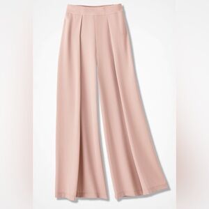 Coldwater Creek Pastel Peach Pleated Open Super Wide Leg Trouser Boho Lined 14